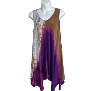 Garnet‎ Hill Silk Trapeze Dress 8 – Sleeveless Boho Handkerchief Hem